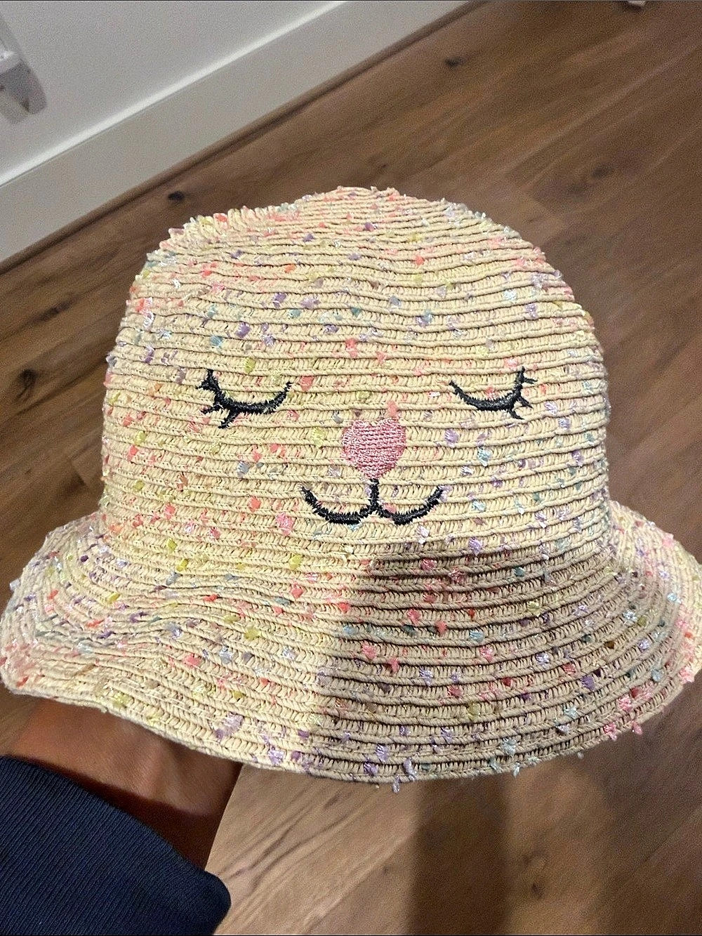 Lilly & Hazel Girls Toddler Cat Bucket Hat in Beige & Pink